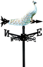 Weather Vane Metal Iron Art Rooster Weathervanes Rooftop Villa Wind Direction Indicator Vintage Fits Peacock Weather Vanes for Sheds Yard Pavilion (red-Crowned Crane C) Peacock White by Unknown