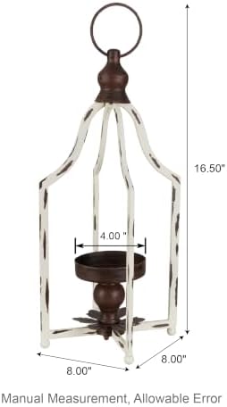 Glitzhome 16.5" H Lanterns Decorative Indoor Outdoor, Vintage Metal Lantern,Farmhouse Hanging Candle Holder for Living Room Mantel Patio Porch Garden Wedding & Holiday Decor,2pcs - Image 2