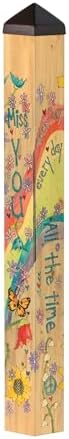 Studio M Art Pole Outdoor Decorative Accessory for Landscaping, Gardens, and Yards, 40 Inches Tall Weather Resistant PVC with Vinyl Wrap, Miss You by StudioM