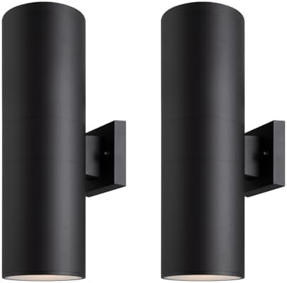 mirrea 18" Modern Outdoor Porch Light in 2 Lights, Matte Black, 2 Pack by mirrea