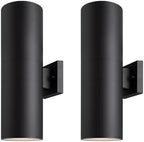 mirrea 18" Modern Outdoor Porch Light in 2 Lights, Matte Black, 2 Pack by mirrea