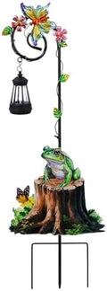 Solar Frog Lantern Garden Stake 31.5in Metal Night Light Outdoor Art by Unknown