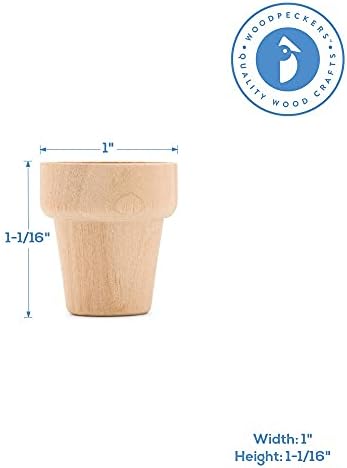 Woodpeckers Small Wooden Flower Pot 1-1/6 x 1-inch, Pack of 100 1inch Mini Pots, 1 Flower Pots to Paint & Plant - Image 3