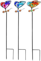 3pcs Glass Butterfly Garden Stakes, Iron Plant Markers by NAMOARLY