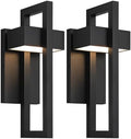 LamQee Outdoor Wall Lights Modern Exterior Lighting Fixtures, 3000K Integrated LED Outdoor Wall Sconce Lighting 2 Packs, Matte Black Outside Wall Mount Lights for House Front Door Porch Garage Patio by LamQeeLights