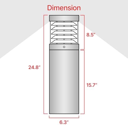 Bollard Light 25", 120-277V, 10W, 3CCT 3000-5000 Kelvin, Louvered Flat - Image 4