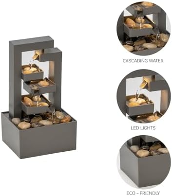 Desktop Waterfall Fountain Small- 9.65" Relaxation Tabletop Fountain with Soothing Sound for Office & Home Decor - Desktop Water Fountain Feature with Natural Stones - Image 4