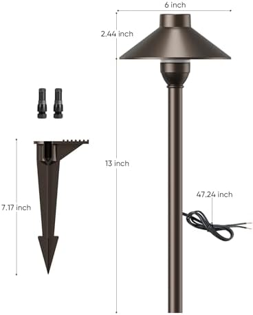 PARTPHONER Low Voltage Landscape Lighting 6-Pack, Aluminum 12V Pathway Lights with G4 Bulbs, Waterproof Oil Rubbed Bronze Color Wired Path Lights with Connectors for Walkway Yard Garden - Image 7