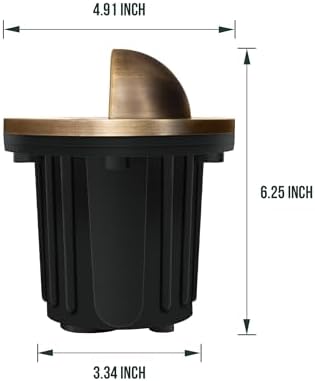 GKOLED LED Brass Well Lights, 12V In Ground Light Outdoor, IP67 Waterproof Low Voltage Landscape Lighting with MR16 Bulb and Swivel Base, 5W 140LM 2700K, Up Light for Garden Trees Bushes, Beacon Top - Image 6