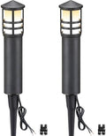 SUNVIE 2-Pack 3W LED Low Voltage Bollard Landscape Pathway Lights, Black by SUNVIE