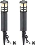 SUNVIE 2-Pack 3W LED Low Voltage Bollard Landscape Pathway Lights, Black by SUNVIE