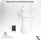 XBrand 39" 2-Tier Outdoor Freestanding Solar Water Fountain - Classic Design, White Resin Bird Bath with Pump - Ideal for Yard, Lawn and Garden, Porch Décor - Image 6