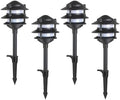 4 Pack Low Voltage Landscape Lighting, Aluminum IP54 Waterproof 3-Tier Integrated LED Pagoda Landscape Lights for Walkway Garden, 2W 12V DC 3000K Warm White, ETL UL CSA Listed by MULANDI