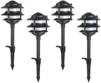 4 Pack Low Voltage Landscape Lighting, Aluminum IP54 Waterproof 3-Tier Integrated LED Pagoda Landscape Lights for Walkway Garden, 2W 12V DC 3000K Warm White, ETL UL CSA Listed by MULANDI