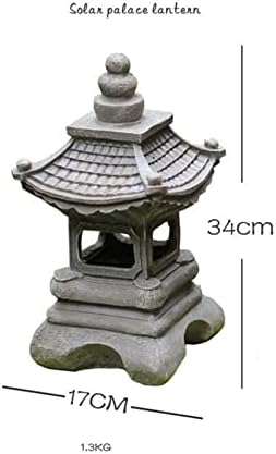 13.4 Inch Small Pagoda Garden Light Solar Light, Japanese Outdoor Pagoda Statue Zen Art Oriental Lawn Sculpture - Image 3