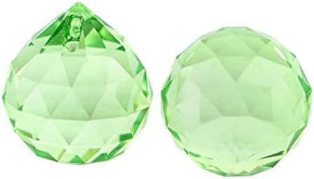 Queenbox 10pcs 30mm Crystal Suncatcher Prism Ball Rainbow Hanging Pendants Maker with Hole for Chandelier Feng Shui Window, Green - Image 2