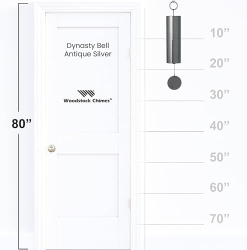 Woodstock Chimes Dynasty Wind Bell 27" Antique Silver Wind Chime for Outside, Garden Patio Decor, Deep Tone Bell Sound of the Harbor, Outdoor Metal Decor DBAS - Image 5