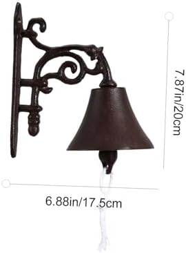 Rustic Cast Iron Wall Hanging Bell with Bracket Mount Vintage Multi-Purpose Doorbell for Garden Patio Indoor Outdoor Use Weather-Resistant Dinner Bell with Clear Loud Sound - Image 2