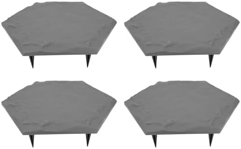 4Pcs Large Stepping Stones,Outdoor Stepping Stones with 24pcs Ground Stakes,Outside Flooring Pavers Decorative for Garden Yard Lawn Pathway Walk Way (Grey) by Buachois