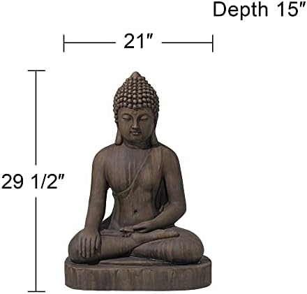 John Timberland Sitting Buddha 29 1/2" High Dark Sandstone Outdoor Statue - Image 4