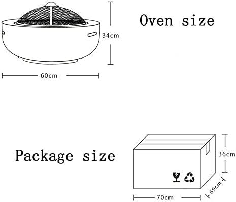 Outdoor Fire Pits Table Top Fire Pit Outdoor Outdoor Heaters Backyard Patio Garden Fireplace BBQ Grill Fire Pit Bowl for Logs Concrete Style for Heating BBQ, Black - Image 7