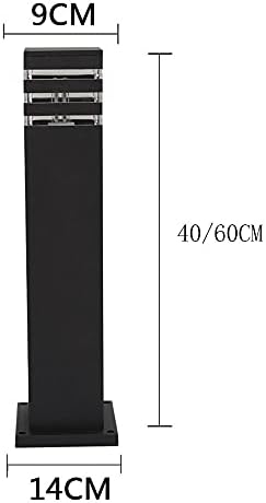 Outdoor Bollard Light Modern Black LED Pathway Lamp, IP65 Waterproof Square Landscape Post Lighting Fixture with Striped Design for Garden, Walkway, Yard Driveway Illumination - Image 6