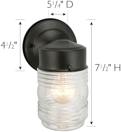 Design House 2-Pack Jelly Jar Wall Light, Indoor or Outdoor, Clear Glass, Matte Black, 590232 - Image 2