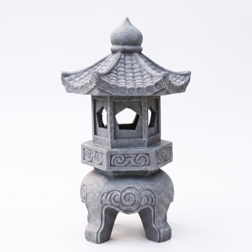 Japanese Solar Pagoda Lantern Outdoor Garden Decor Resin LED by Unknown
