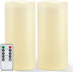 Homemory Dark Ivory Flameless Candles, Waterproof, Remote Timer, 2 Pack by Homemory