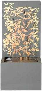 30.71" H Metal Leaf Cutout Outdoor Water Wall Fountain with LED Lights, Modern Waterfall Feature for Patio Garden Backyard Decor, Light Gray - Image 4