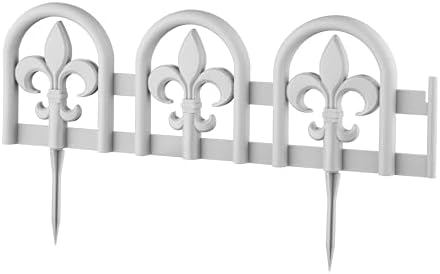Evelyne Gray Garden Border Plastic Edging – PP Plastic, Short Metal-Free Wrought Iron Look Design, 27pcs Yard Landscaping Fence Liner Lawn Edge Barrier, 35ft Kit of Decorative Lawn Landscape Panels by Evelyne