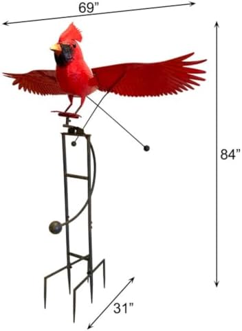 Esschert Staked Metal Giant Flying Cardinal Rocker, 84" H - Image 3