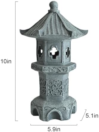 Zen Garden Pagoda Statue Solar Lantern Lights Outdoor Japanese Garden Decor - Image 5