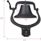 17" Large Heavy Cast Iron Farm Dinner Bell,Antique Vintage Style Farmhouse Door Bell, Heavy Duty Cast Iron Yard Bell for Outdoor Garden Backyard Church School - Image 3