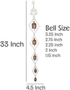 Rustic Gold Metal Wind Chimes for Outside Yard Decor – 33" Diamond Frame Hanging Wind Catcher - Bronze Finish Garden Accent for Porch, Balcony, Meditation, Memorial, or Outdoor Entryway - Image 2