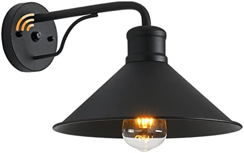 Dusk to Dawn Sensor Wall Sconce Outdoor Lighting Fixture, Industrial Outdoor Barn Light Matte Black Exterior Wall Sconce for Patio,Doorway,Porch,Entryway,Garage, 1 Pack by PTRWOROA