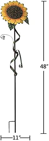 E-view Metal Sunflower Garden Stakes - Spring Outdoor Decorative Plant Flower Stake - Lawn & Yard Ornaments 48" Tall - Image 6