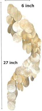 Bellaa 24537 Wind Chimes Outdoor, Garden Decorations, Musical, Indoor/Outside Windchimes, Beach, Ocean Breeze, Gifts for Mom, Gift for All Occasions, Capiz Sea Glass Shells Wood 27 inch White Gold - Image 5