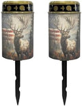 Poceacles Deer American Flag Forest Outdoor Lights Solar Powered Flameless Candle Cemetery Votive Candles Waterproof Outdoor Memorial Candle Solar Stake Lights Home Outdoor Decoration, 2 PCS by Poceacles