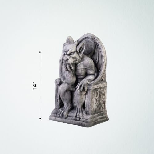OLOMA Sitting Throne Gargoyle Concrete Garden Statue Winged Demon Sculpture Gothic Outdoor Decor Yard Art Cement Guardian Ornament Handmade Fantasy Garden Accent - Image 7