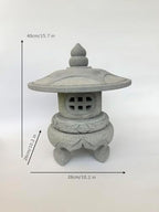 15.7-inches Green Sandstone Pagoda Lantern Garden Statue Outdoor, Garden Landscape Decorative Lamp Ornament for Balcony, Patio, Porch Lawn Decoration (Style 1) - Image 4