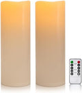 5" x 14" Large Waterproof Outdoor Flameless Candles Battery Operated LED Flickering Pillar Candles with Remote and Timer for Indoor Outdoor Lanterns, Off White, Long Lasting, Set of 2 by Yongmao