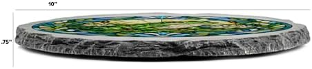 Magnolia Garden 10-Inch Garden Frog Stepping Stone - Faux Stained Glass Lily Pad Pond Garden Stone, Weather-Resistant Resin Pathway Accent, Whimsical Amphibian Outdoor Yard Decor & Walkway Plaque - Image 2