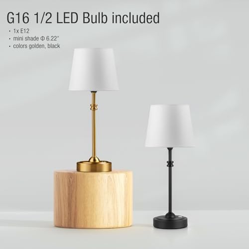 ONEWISH Cordless Table Lamps Set of 2 - Battery Powered Lamp, 4000mAh Rechargeable, Stepless Dimmable, Wireless Lamp with Fabric Shade, Warm Ambient Light for Bedside, Dining, Patio, Bathroom(Black) - Image 3