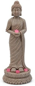 Solar Buddha Statue Outdoor Garden Decor, Zen Quaint Meditating Buddha Figurine with Lighted Pagoda, Weather-Resistant Resin Stone Sculpture for Patio Yard Walkway Lawn Ornament (#B) by Unknown