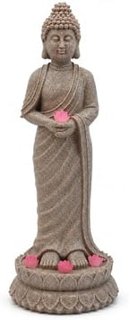 Solar Buddha Statue Outdoor Garden Decor, Zen Quaint Meditating Buddha Figurine with Lighted Pagoda, Weather-Resistant Resin Stone Sculpture for Patio Yard Walkway Lawn Ornament (#B) by Unknown