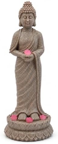 Solar Buddha Statue Outdoor Garden Decor, Zen Quaint Meditating Buddha Figurine with Lighted Pagoda, Weather-Resistant Resin Stone Sculpture for Patio Yard Walkway Lawn Ornament (#B) by Unknown