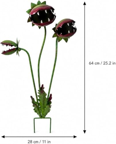 Venus Flytrap Garden Stake - 25inch Metal Outdoor Flowers Yard Art (2PCS) - Image 2