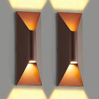 Outdoor Wall Lights 2 Pack, 15" Up and Down Porch Wall Sconce, Waterproof Exterior Lighting Fixtures, Replaceable Bulb, 3000K LED, Modern Brown Outdoor Lights for House Garage by TPSHPTS