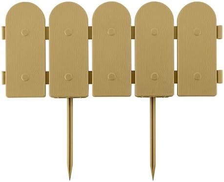 Evelyne Garden Border Plastic Edging: Wooden Fence Design - 16pcs Timber Yard Landscaping Fence Liner Lawn Edge Barrier - 20ft Kit of Decorative Lawn Panels Elements -Landscaping Edging-GMT-10374-F16 by Evelyne